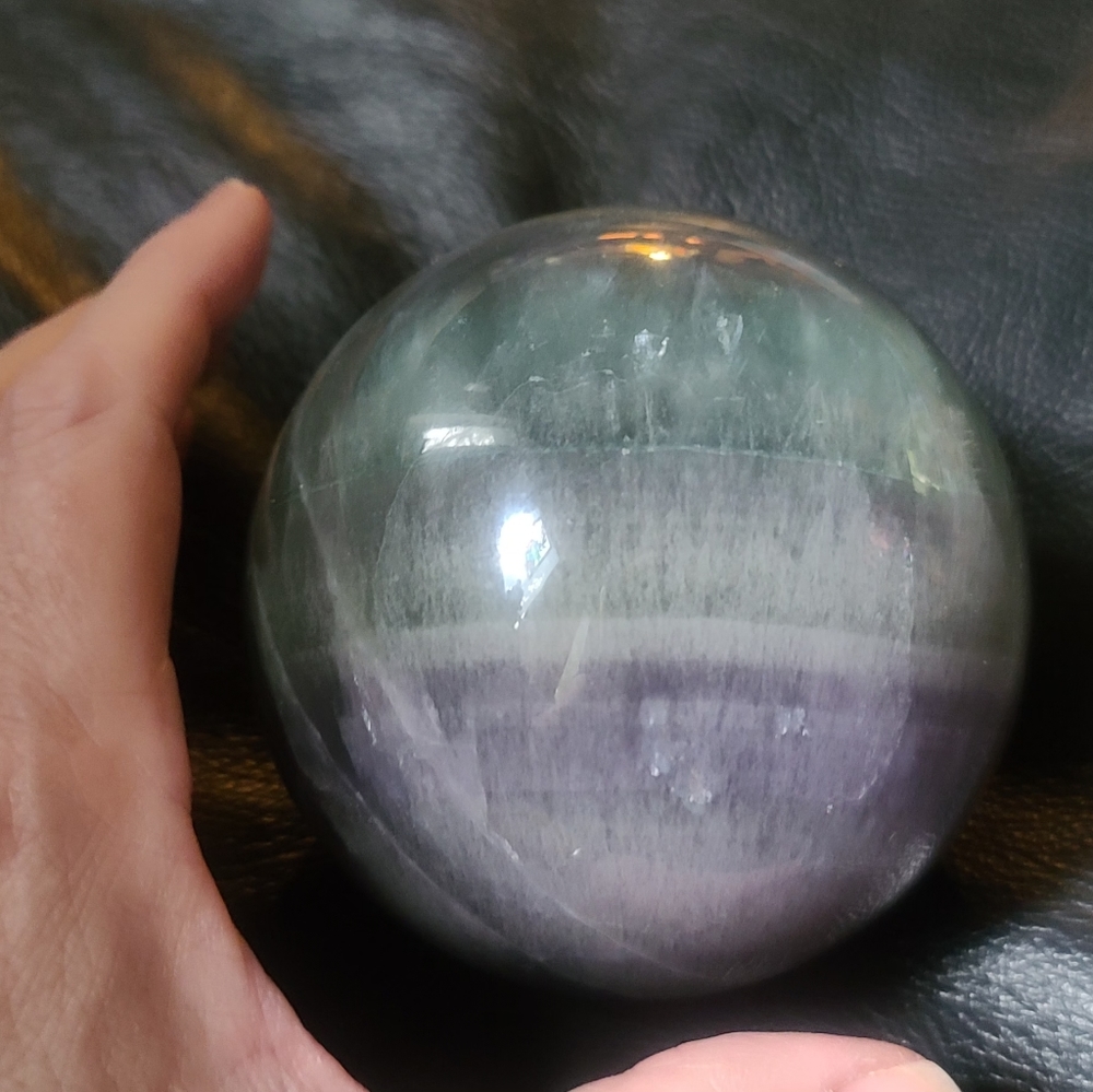 Beautiful rainbow Fluorite sphere #1 more than 8" diameter! - Picture 8 of 11